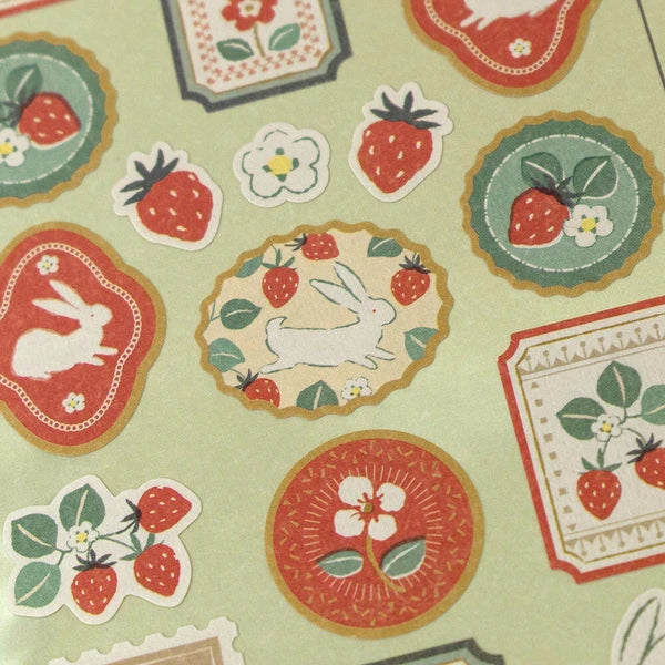 Japanese Stickers – Retro Modern Rabbits & Strawberries – Scents of Japan