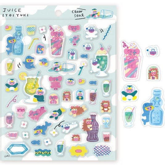 Japanese Clear Stickers - Juice and Animals by Itoi Yuki - Scents of Japan