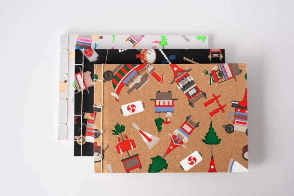 Notebook, A6, Yuzen Washi, Gion Festival, Black