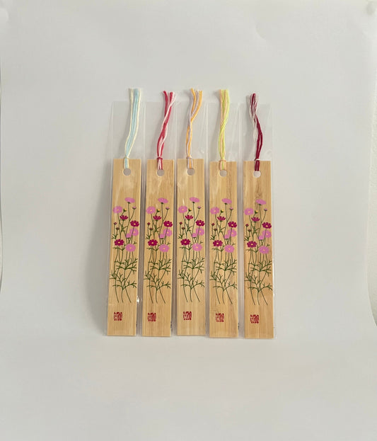 Bookmark, Bamboo, Pink Flowers