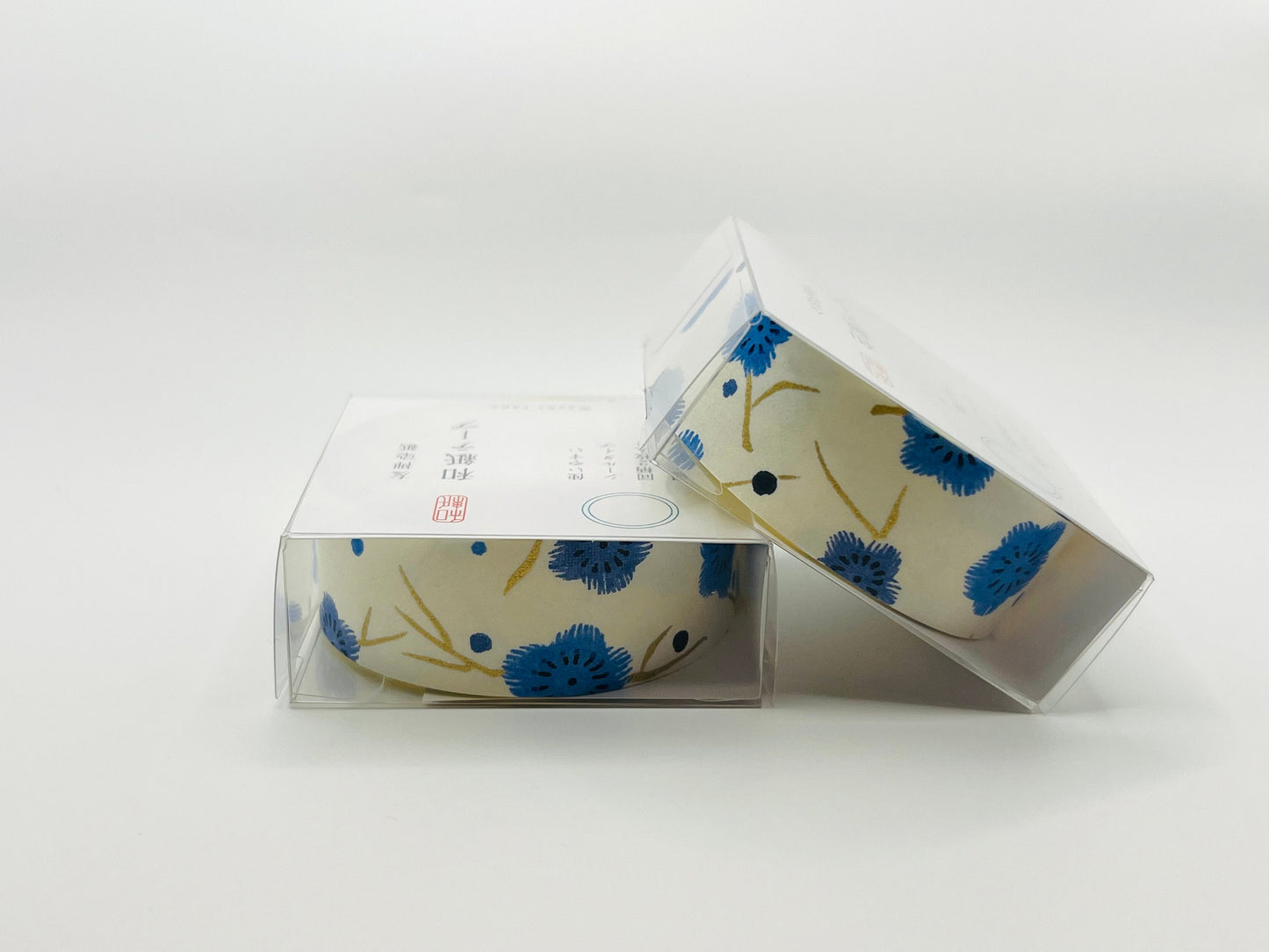 Tape, Washi, Blue Flowers with Cream Background