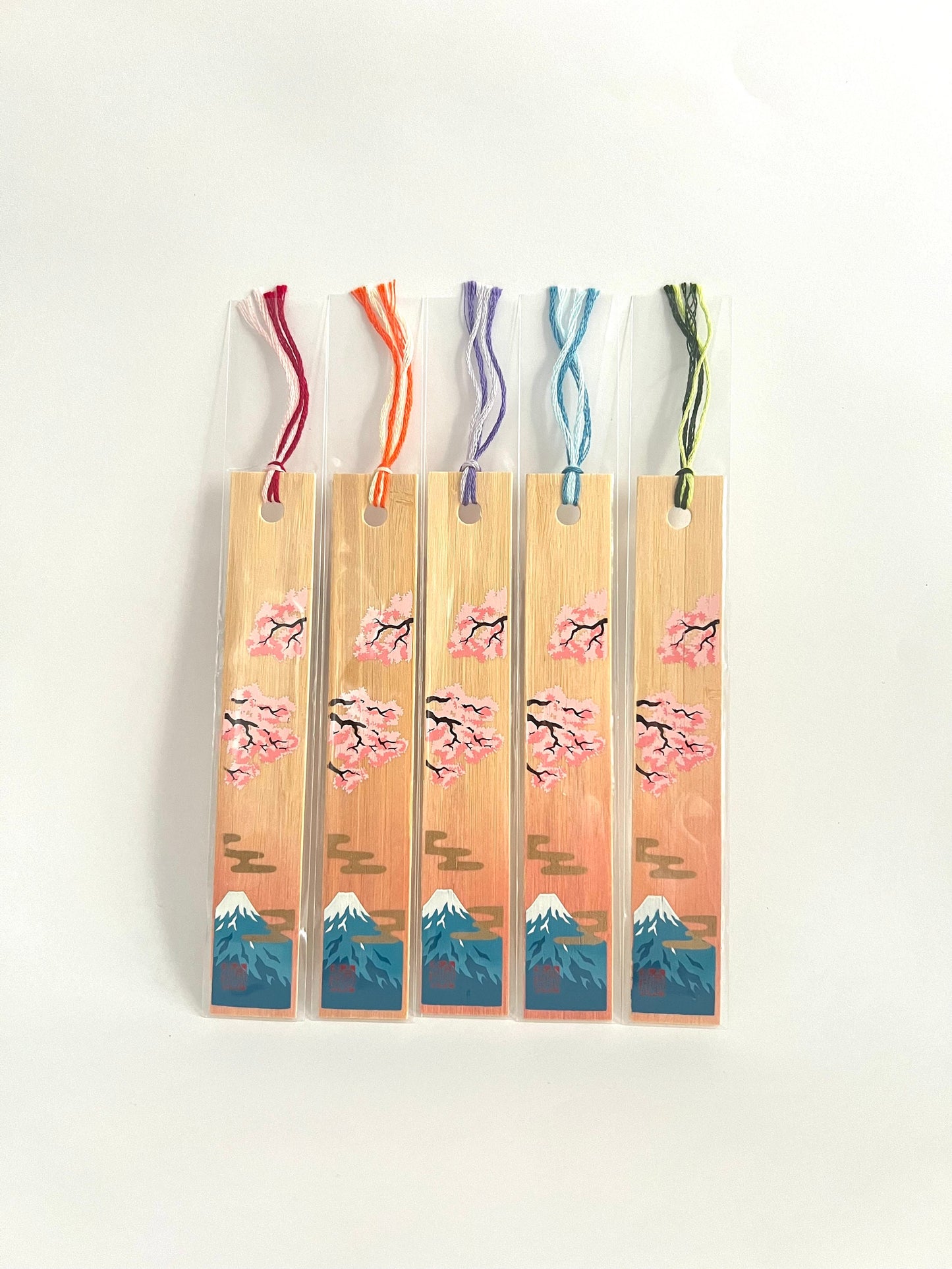 Bookmark, Bamboo, Mt Fuji & Cherry Blossoms