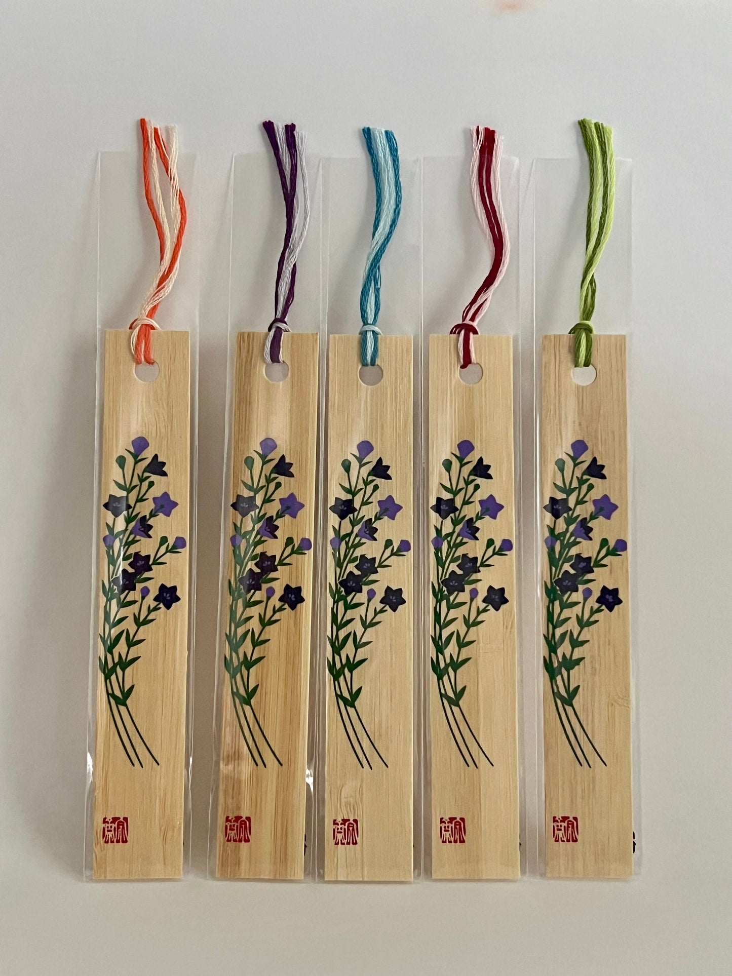 Bookmark, Bamboo, Purple Flowers