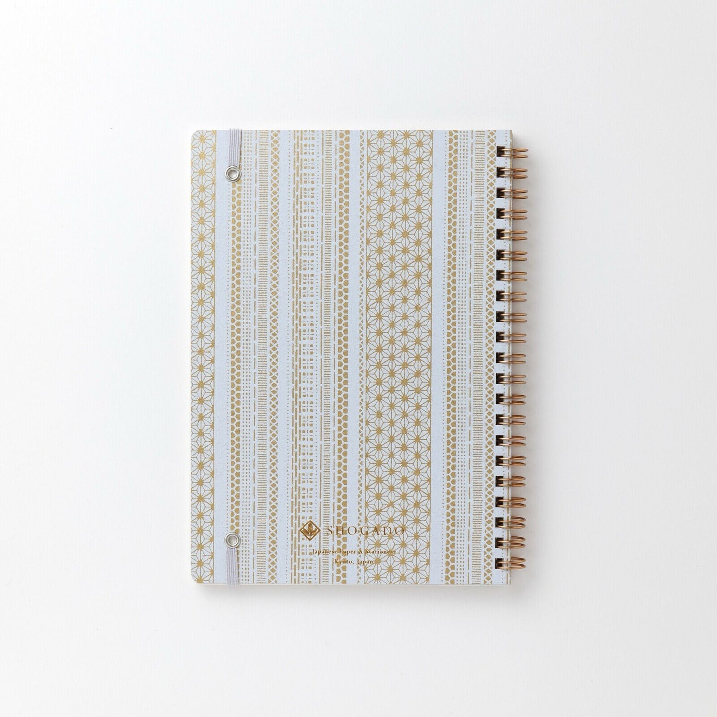 Notebook, Yuzen Washi Ring, Gold & Silver Stripes