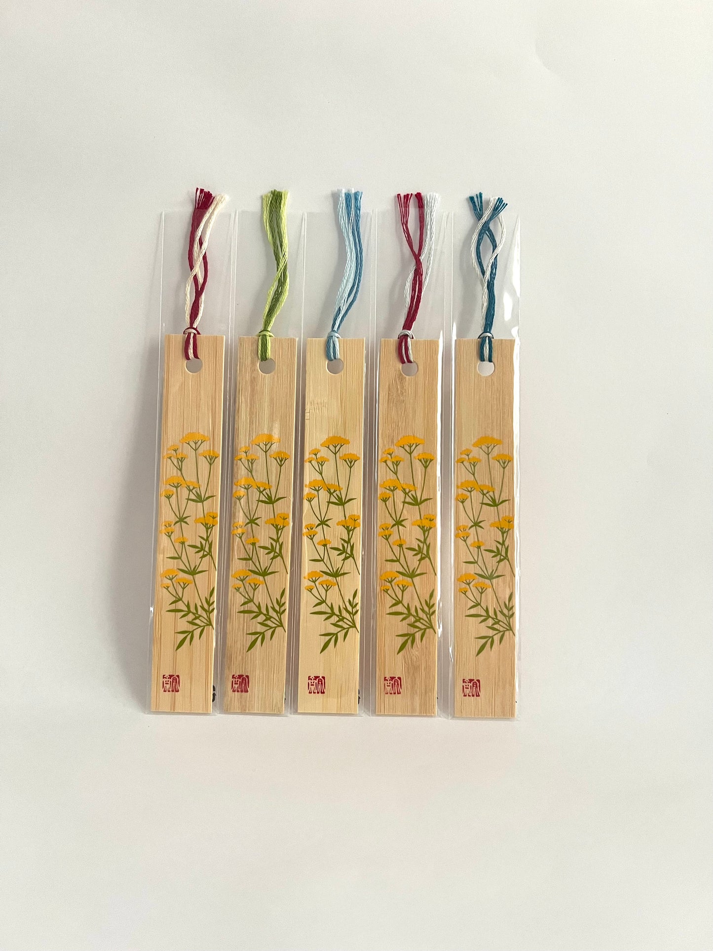 Bookmark, Bamboo, Yellow Flowers