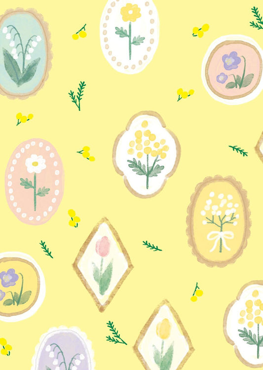 Book Covers, Paper, Flowers 2 (Yellow Background)