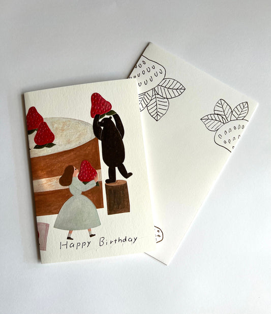 Card, Birthday, Strawberry Birthday Cake