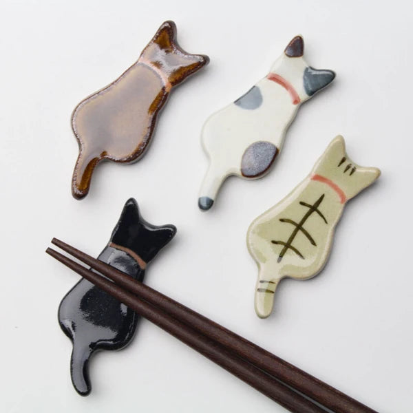 Chopstick Holder, Ceramic, Black Cat