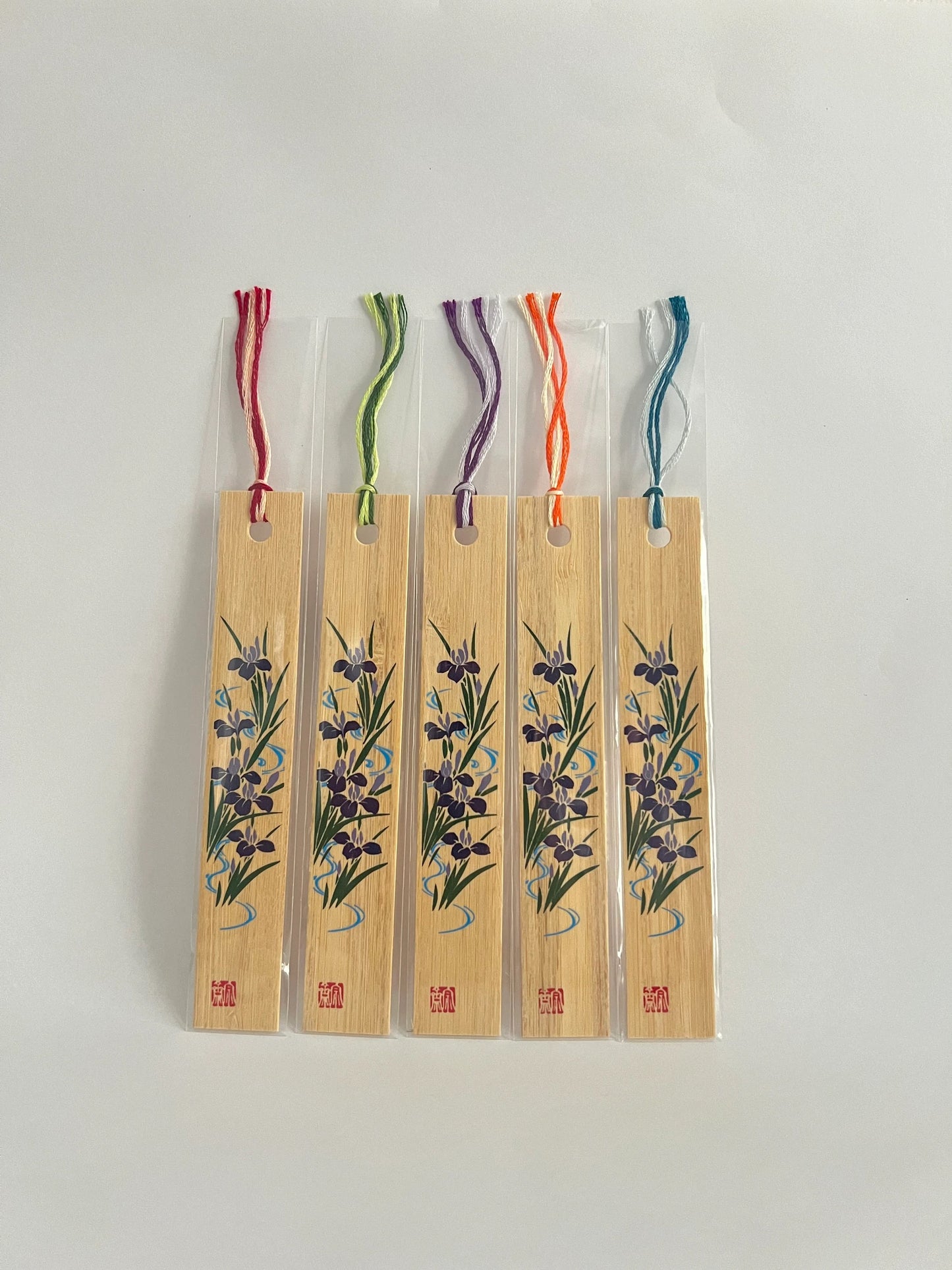 Bookmark, Bamboo, Purple Irises