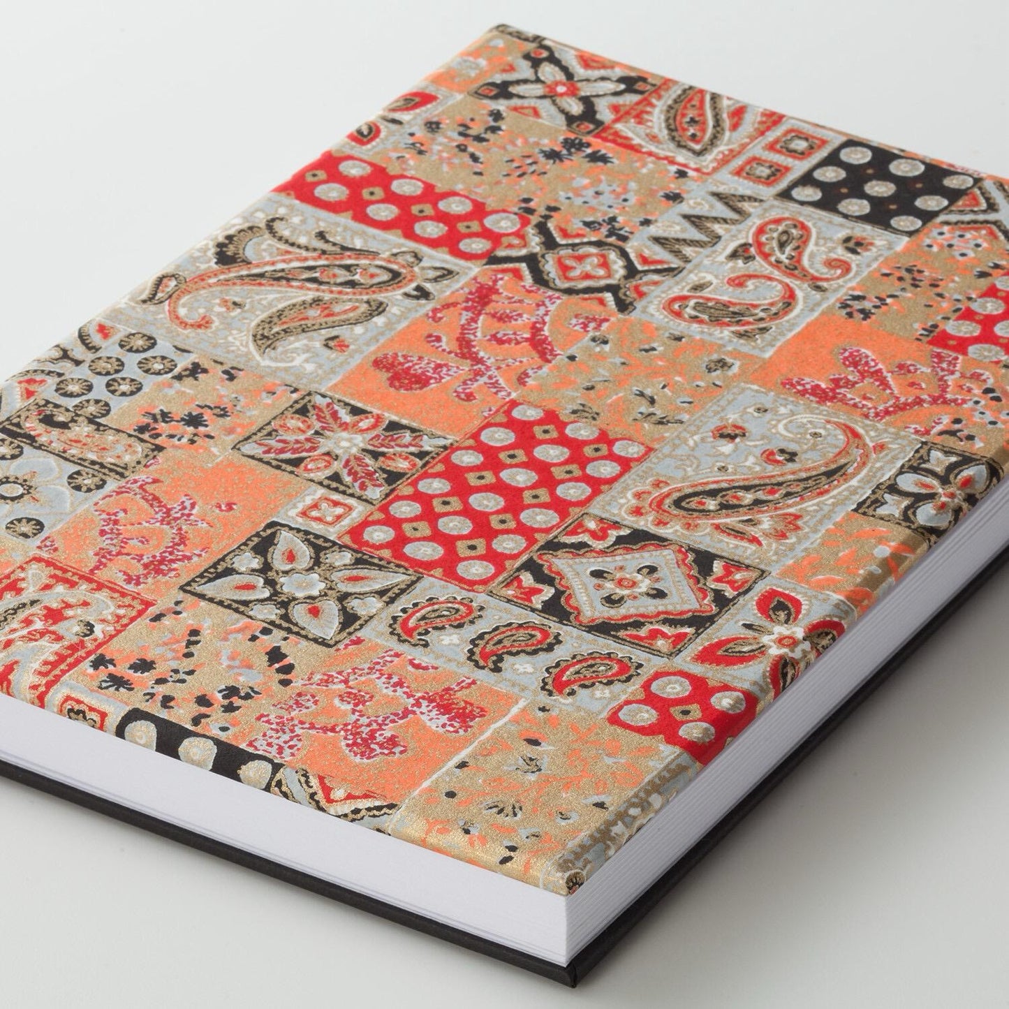 Goshuin-chou (Book Of Seals), Black & Apricot Square Pattern