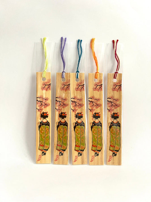 Bookmark, Bamboo, Geisha In Spring