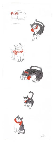 Japanese Hand Towel, Lucky Cat with Curled Tail - Scents of Japan