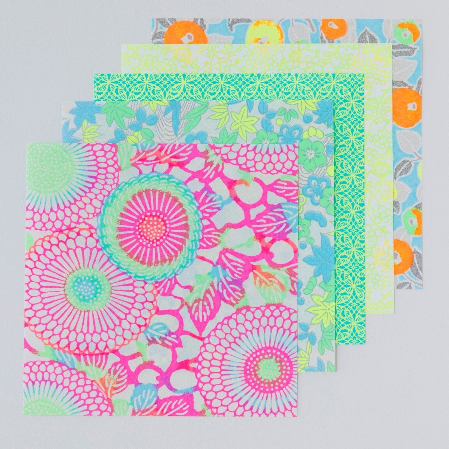 Japanese Yuzen Washi Paper – Neon Circles - Scents of Japan