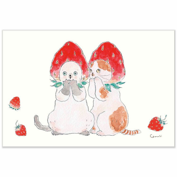 Notecard, Cat with Strawberry Hat - Scents of Japan