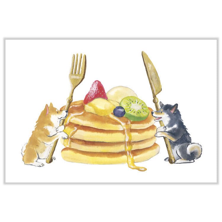 Notecard, Shiba Inu with Pancakes - Scents of Japan
