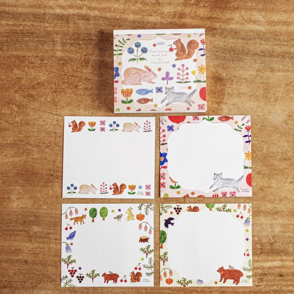 Japanese Memo Pad, Animal & Flowers by Aiko Fukawa - Scents of Japan