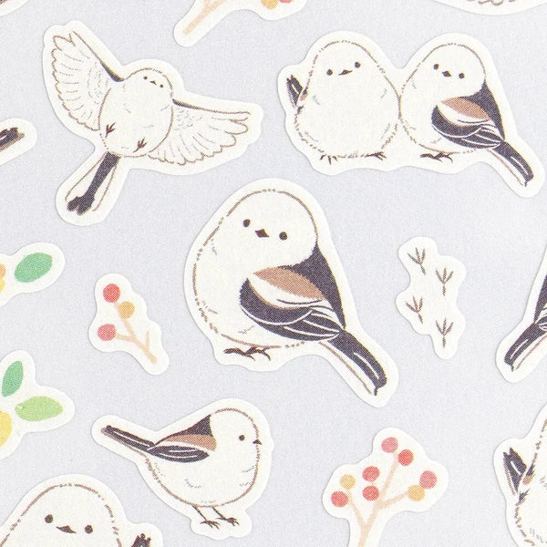 Japanese Stickers, Saezuri Fluffy White Birds - Scents of Japan