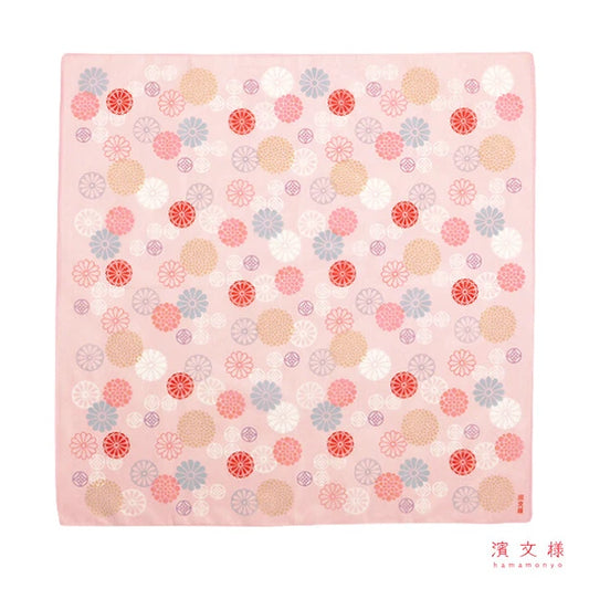 Handkerchief, Large, Pink Chrysanthemum