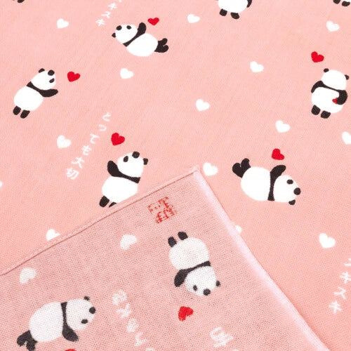 Japanese Handkerchief, Pink Panda, I Love You