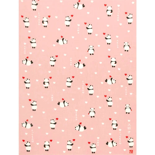 Japanese Handkerchief, Pink Panda, I Love You