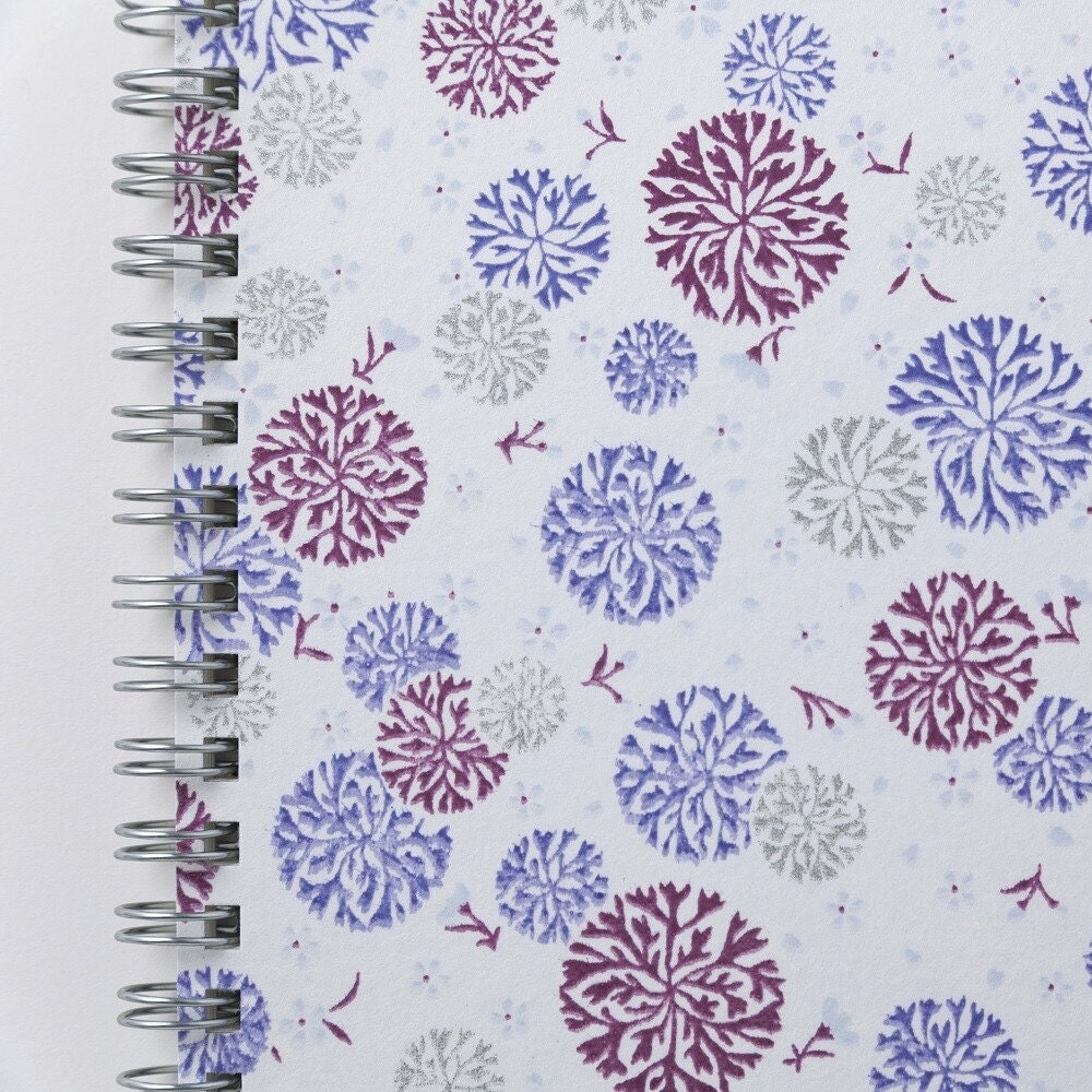 Notebook, Yuzen Washi Ring, Purple Flower Circles