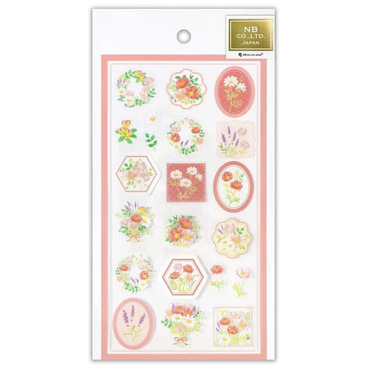 Japanese Stickers, My Garden Watercolour Flowers Pink - Scents of Japan