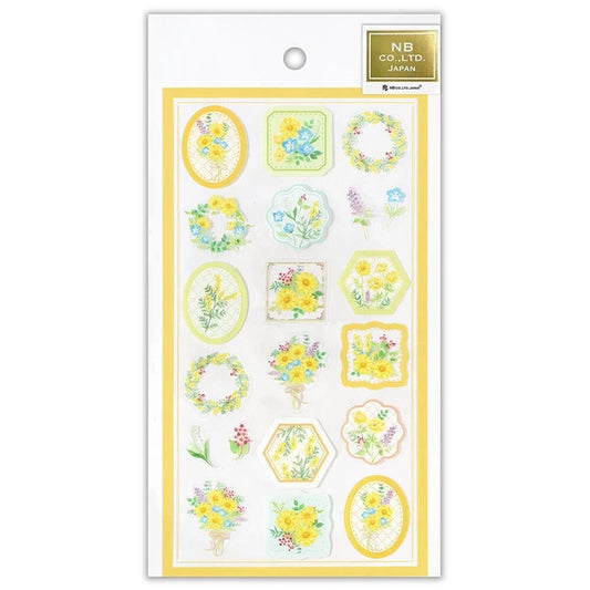 Japanese Stickers, My Garden Watercolour Flowers Yellow - Scents of Japan