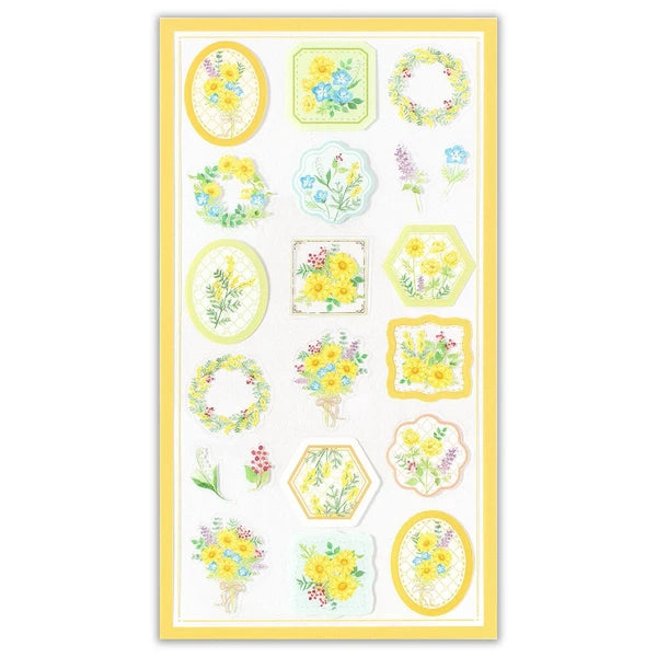 Japanese Stickers, My Garden Watercolour Flowers Yellow - Scents of Japan