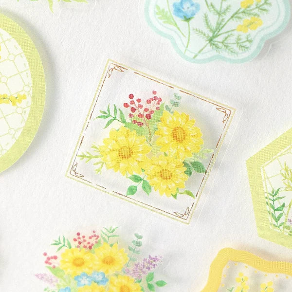 Japanese Stickers, My Garden Watercolour Flowers Yellow - Scents of Japan