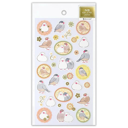 Japanese Stickers – Java Sparrows & Flowers – Scents of Japan