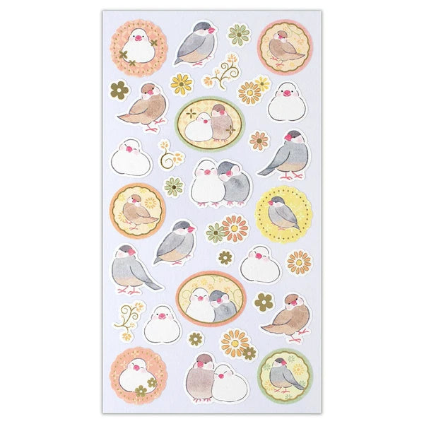 Japanese Stickers – Java Sparrows & Flowers – Scents of Japan
