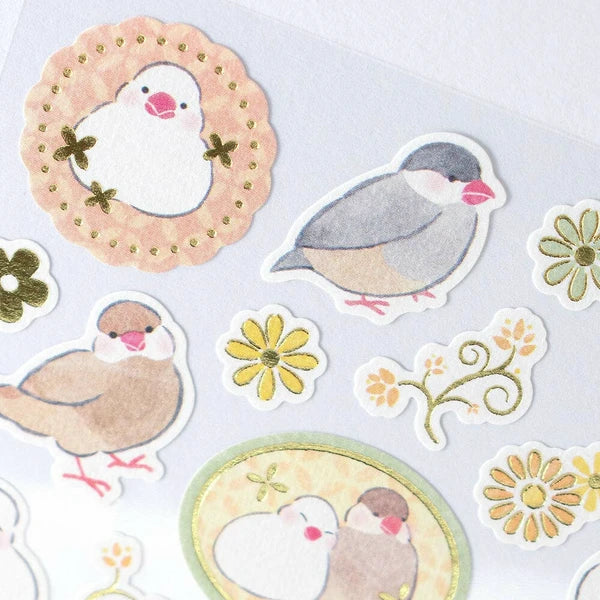Japanese Stickers – Java Sparrows & Flowers – Scents of Japan