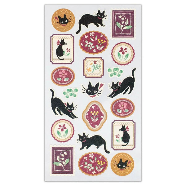 Japanese Stickers – Retro Modern Black Cats & Florals – Scents of Japan
