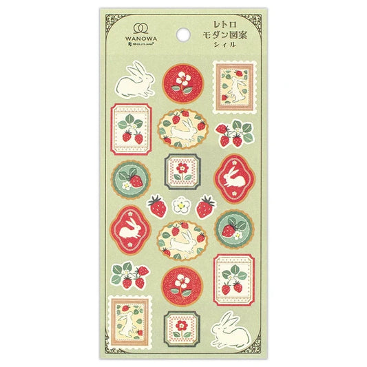 Japanese Stickers – Retro Modern Rabbits & Strawberries – Scents of Japan