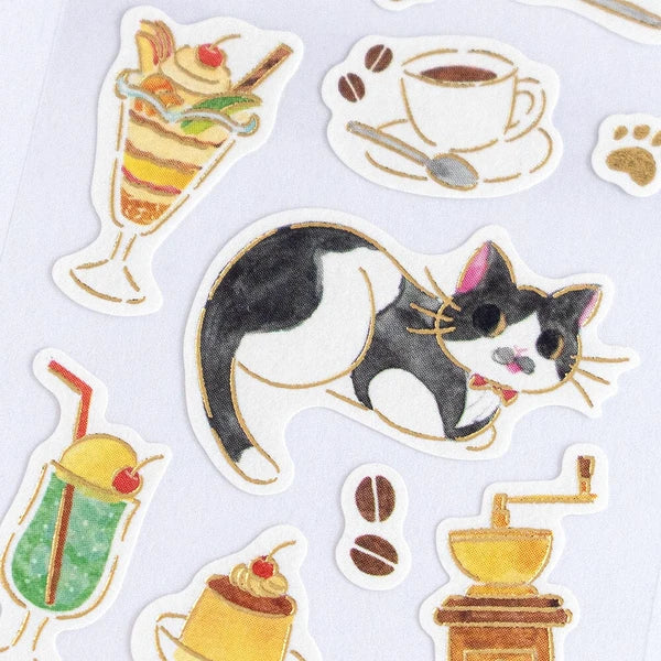 Japanese Retro Stickers – Cat in a Kissaten Café – Scents of Japan