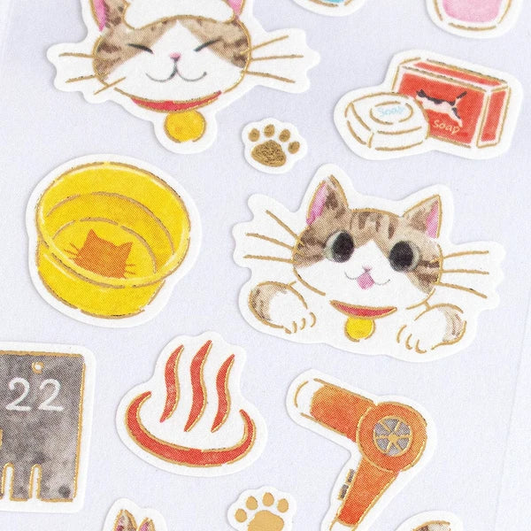 Japanese Retro Stickers – Cat at the Sento Bathhouse – Scents of Japan