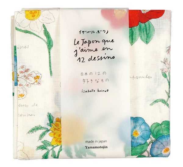 Japanese Handkerchief, Large, Flowers by Isabelle Boinot