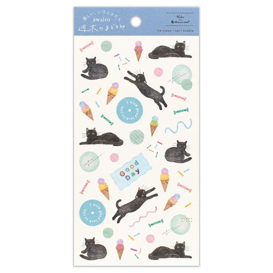 "Japanese Stickers – Awairo Ice Cream, Cat & Bubble – Scents of Japan"