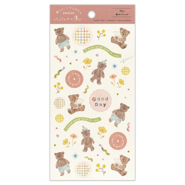 Japanese Stickers – Awairo Teddy Bear, Pyjamas & Daisy – Scents of Japan