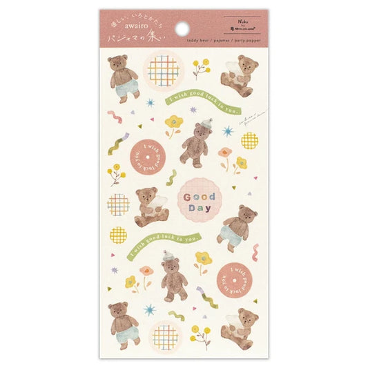 Japanese Stickers – Awairo Teddy Bear, Pyjamas & Daisy – Scents of Japan