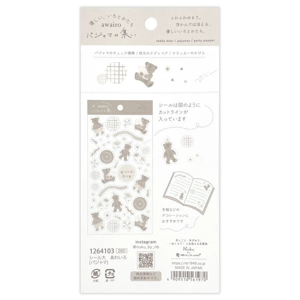 Japanese Stickers – Awairo Teddy Bear, Pyjamas & Daisy – Scents of Japan