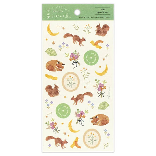 Japanese Stickers – Awairo Moon, Squirrel & Fox – Scents of Japan