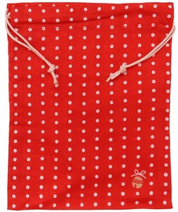 Gift Bags, fabric, drawstring, red with bell
