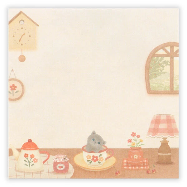 Japanese Memo Pad, Cat In Tea Cup - Scents of Japan