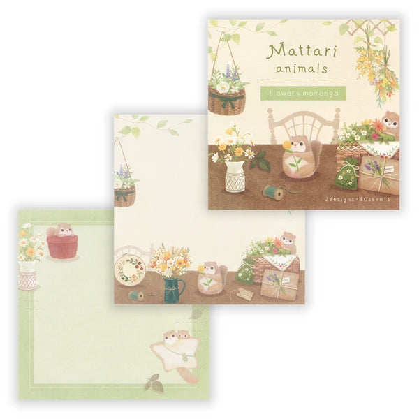 Japanese Memo Pad, Squirrel & Flowers - Scents of Japan