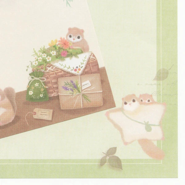 Japanese Memo Pad, Squirrel & Flowers - Scents of Japan