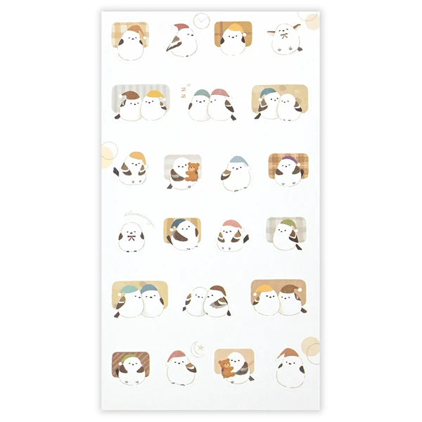 Japanese Stickers – Mattari Animals Sleepy Shima-enaga Birds – Scents of Japan
