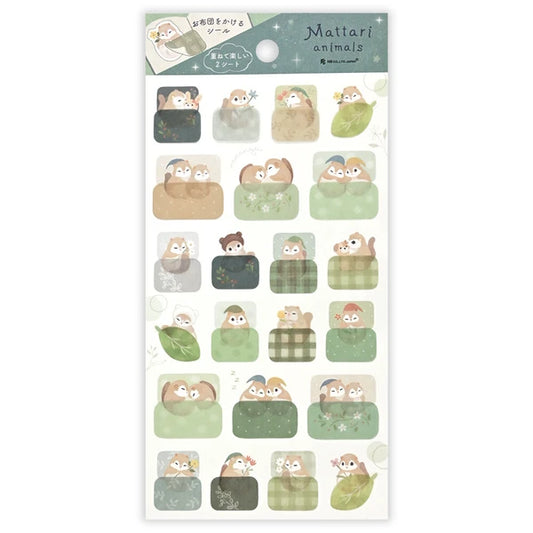 Japanese Stickers – Mattari Animals Sleepy Flying Squirrels – Scents of Japan