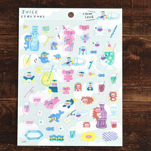 Japanese Clear Stickers - Juice and Animals by Itoi Yuki - Scents of Japan