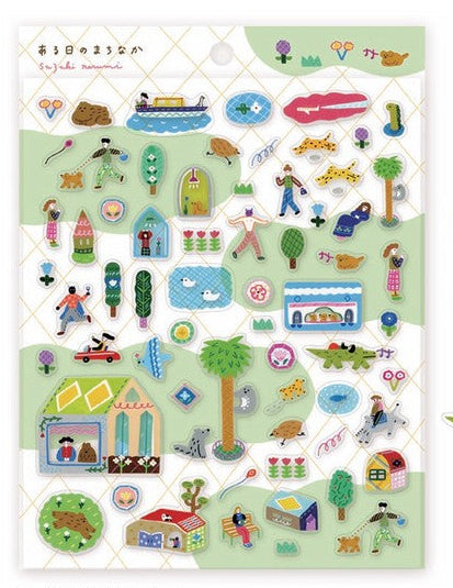 Japanese A Day in the Town Stickers by Suzuki Narumi - Scents of Japan